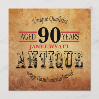 90. Geburtstags-Party Einladung | Vintag - DIY