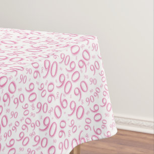 90. Geburtstags-Party-Zahl-Muster-Rosa und Weiß Tischdecke