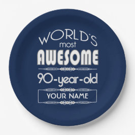 90. Geburtstags-Weltgut fabelhaftes dunkelblaues Pappteller