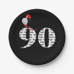 90. Geburtstagsballons Pappteller
