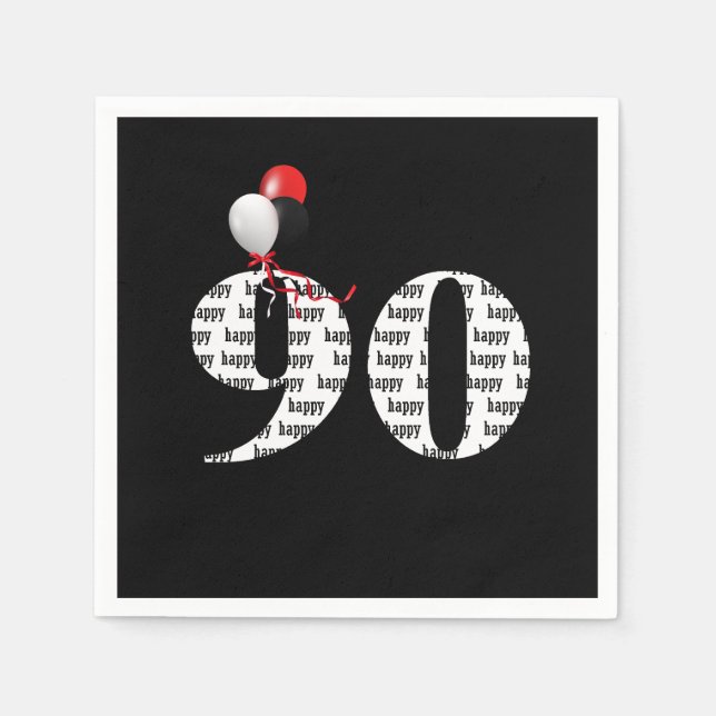 90. Geburtstagsballons Serviette (Vorderseite)