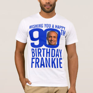 90. Geburtstagsblauer individuelle Name Fotovorlag T-Shirt
