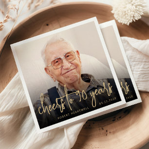 90. Geburtstagsfeier Foto Prost Gold Schrift Serviette