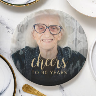 90. Geburtstagsfeier Foto Prost Pappteller