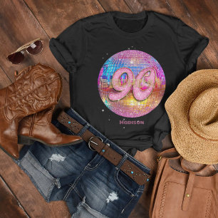 90. Geburtstagsfeier Gold Rosa Glitter Disco Kugel T-Shirt