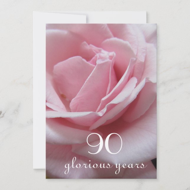 90. Geburtstagsfeier!-Hübsch Rosa Rose Einladung (Vorderseite)