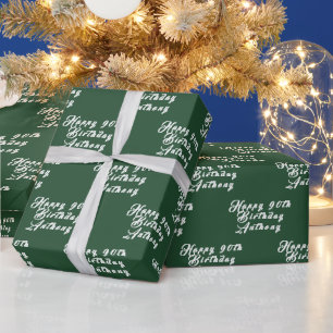 90. Geburtstagsfeier Name Grüne moderne Muster Geschenkpapier