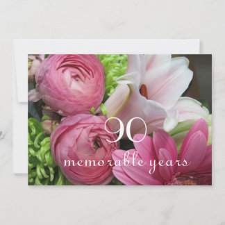 90. Geburtstagsfeier!- Rosa Blume Einladung