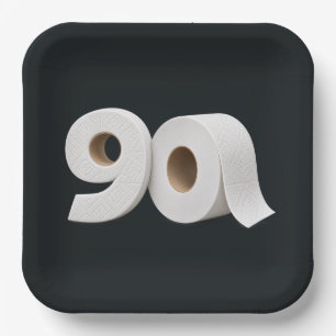 90. Geburtstagsfeier Toilettenpapierrolle Pappteller
