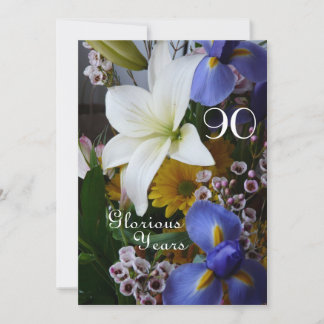 90. Geburtstagsfeier!-White Lily Bouquet Einladung