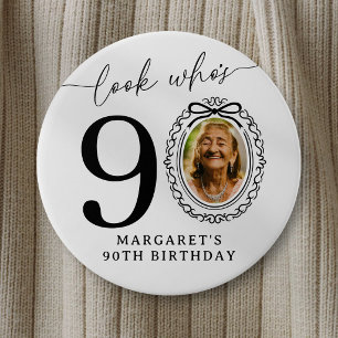 90. Geburtstagsfoto-Party-Button Schau mal, wer Button