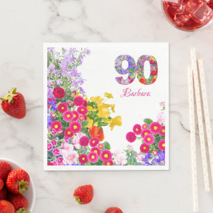 90. Geburtstagsgarten Florale elegante Party Serviette