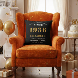 90. Geburtstagsgeschenk Personalisiert 1936 Schwar Kissen