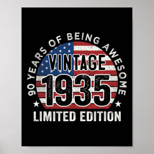90. Geburtstagsgeschenke Männer Vintage 1935 90 Ja Poster