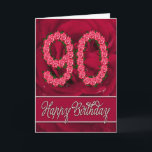 90. Geburtstagskarte mit Rosen und Blätter Karte<br><div class="desc">Zahlen bildeten sich von den Rosen mit einer Roten Rose im Hintergrund. Eine atemberaubende Geburtstagskarte für eine elegante Dame. Sehen Sie die ganze Strecke der Karten für Alter und Beziehungen in meinem Speicher. Alles Grafikcopyright Norma Cornes</div>