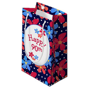 90. Geburtstagskäse auf Polka Dots Kleine Geschenktüte