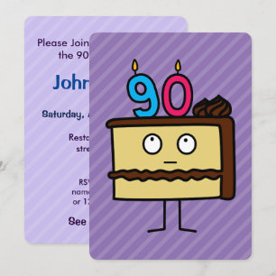90. Geburtstagskuchen mit Kerzen Einladung