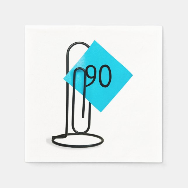 90. Geburtstagsnotiz auf einer Papierklammer Serviette (Vorderseite)