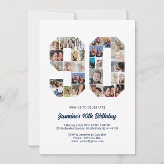90. Geburtstagsnummer 90 Custom Foto Collage Einladung