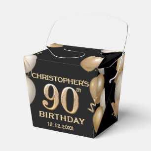 90. Geburtstagsparty Black and Gold Ballons Geschenkschachtel