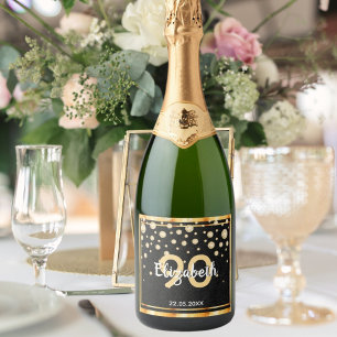 90. Geburtstagsparty Black Gold Glitzer Diamanten