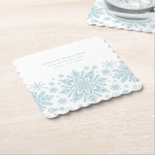 90. Geburtstagsparty Blue White Snowflake Custom Untersetzer