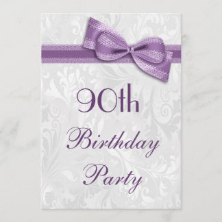 90. Geburtstagsparty Damask und Imitate Bow Einladung