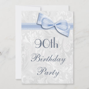 90. Geburtstagsparty Damask und Imitate Bow Einladung