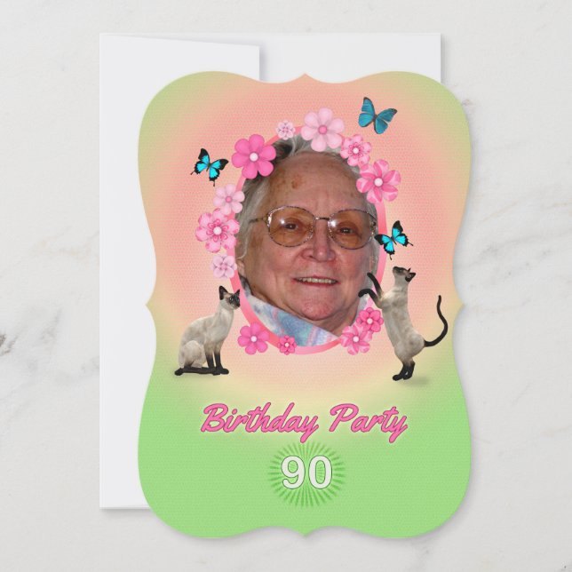 90. Geburtstagsparty Einladung (Vorderseite)
