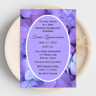 90. Geburtstagsparty Einladung Hydrangeas