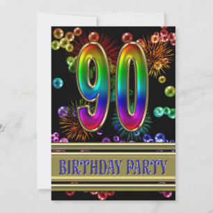 90. Geburtstagsparty Einladung mit Blasen