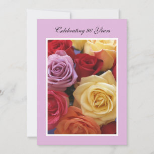 90. Geburtstagsparty Einladung Rose