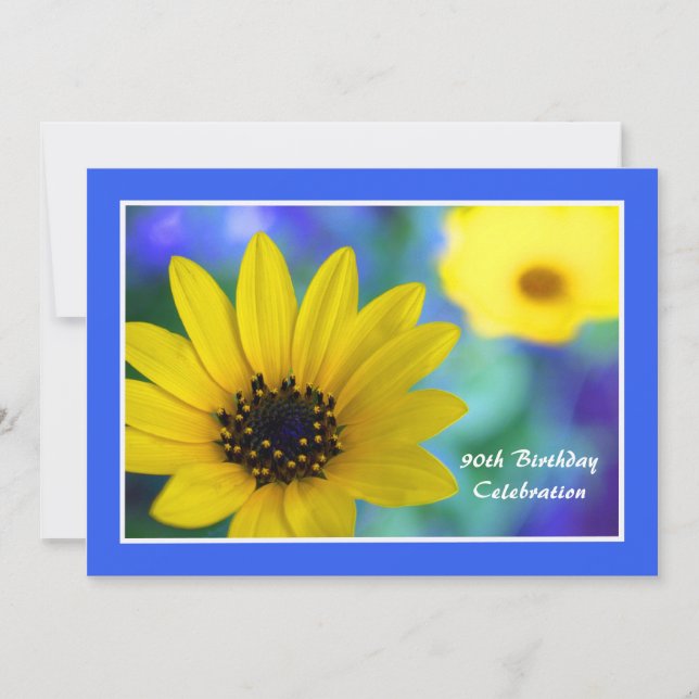 90. Geburtstagsparty Einladung Sonnenblume (Vorderseite)
