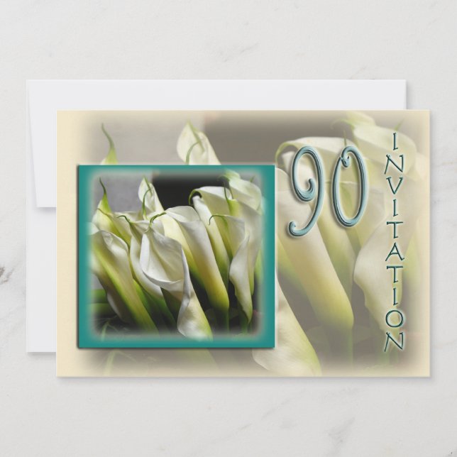 90. Geburtstagsparty Einladung - White Callas (Vorderseite)