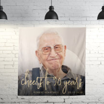 90. Geburtstagsparty Foto Gold Script Cheers