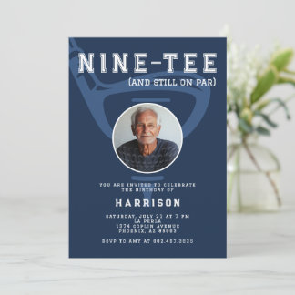90. Geburtstagsparty Foto Modernes Golf Navy Blue Einladung