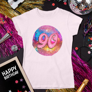 90. Geburtstagsparty Gold Pink Glitzer Disco Ball T-Shirt