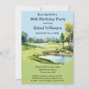 90. Geburtstagsparty Herren Golf Theme Party Einladung