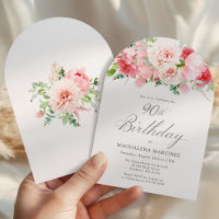 90. Geburtstagsparty Pink Peony Floral Arch