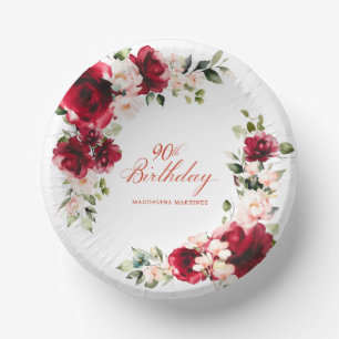 90. Geburtstagsparty Rosa Blütenstaub Pappteller