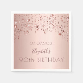 90. Geburtstagsparty rosa Rosa Goldstars Serviette