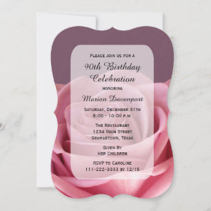 90. Geburtstagsparty Schöne Rose Einladung
