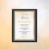 90. Geburtstagsparty Schwarz-weiße Goldeinladung