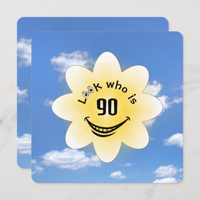 90. Geburtstagsparty Sommersonne Einladung (Vorne/Hinten)