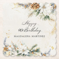 90. Geburtstagsparty White Winter Floral Custom