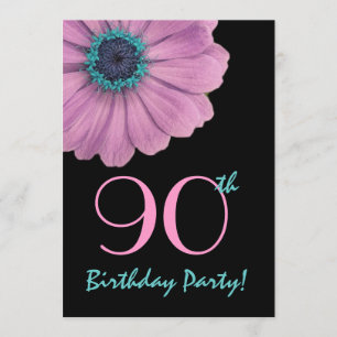 90. Geburtstagsvorlage - Rosa Daisy Einladung