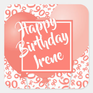 90. Glückwunsch zum Geburtstag - 90 Korallenzeiche Quadratischer Aufkleber