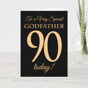 90. Gold-Effekt auf Black, für Godvater Geburtstag Karte