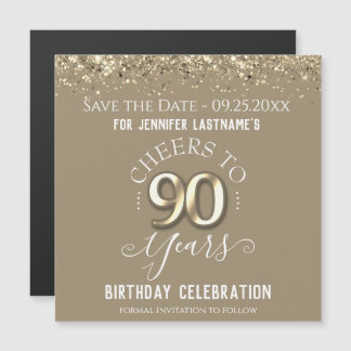 90. Gold Geburtstag Speichern Sie das Date Magnet