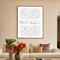 90 Gründe, warum wir dich zum 90. Geburtstag liebe